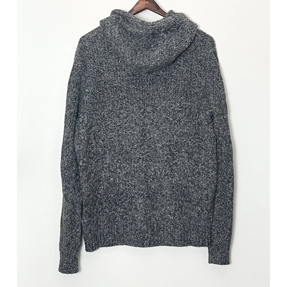 American Eagle Hooded‎ Sweater Men's Medium Gray Knit Dark Academia Pocket Cozy